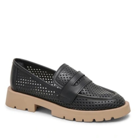 Dolce Vita Black Easley Perforated Lug Loafers | 8 - Picture 1 of 6